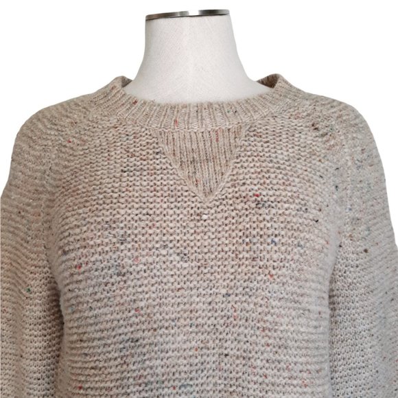 Madewell Cozy Boxy Knit Sweater Neutral Chunky Knit Pullover Fall Winter NWT  XS - Picture 4 of 16